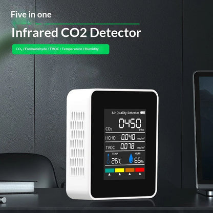 NEW HOT Multifunctional CO2 Meter 5 in 1 Digital Temperature and Humidity Tester Carbon Dioxide Detector TVOC HCHO