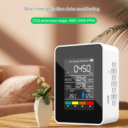 NEW HOT Multifunctional CO2 Meter 5 in 1 Digital Temperature and Humidity Tester Carbon Dioxide Detector TVOC HCHO