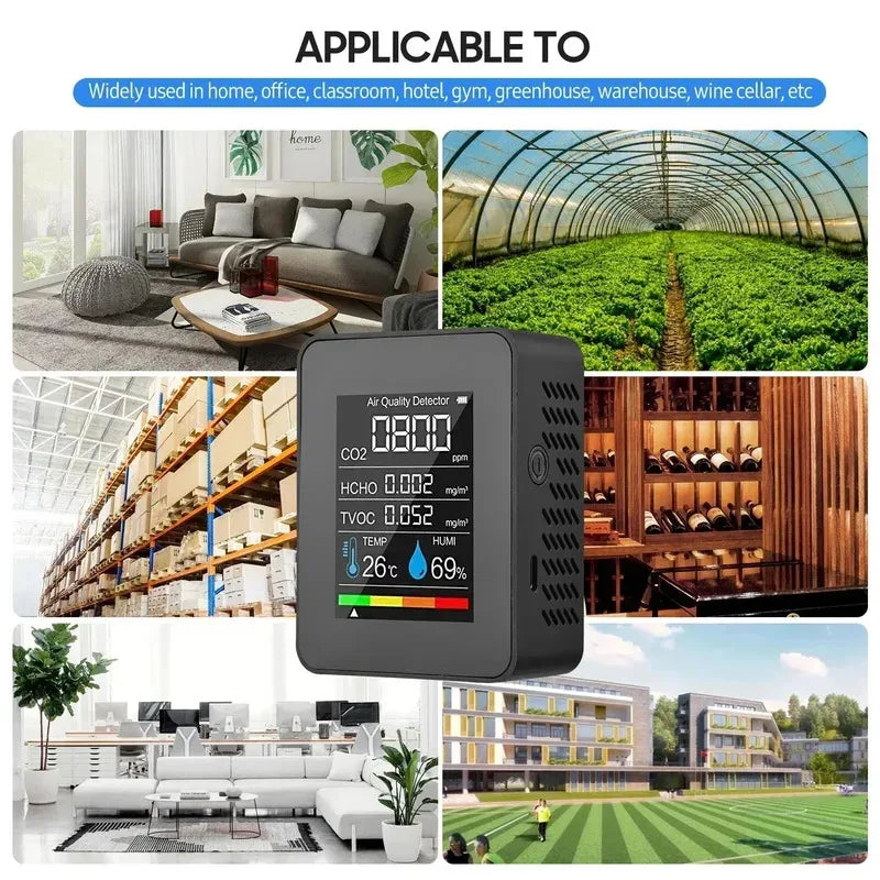 NEW HOT Multifunctional CO2 Meter 5 in 1 Digital Temperature and Humidity Tester Carbon Dioxide Detector TVOC HCHO