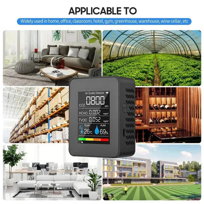 NEW HOT Multifunctional CO2 Meter 5 in 1 Digital Temperature and Humidity Tester Carbon Dioxide Detector TVOC HCHO