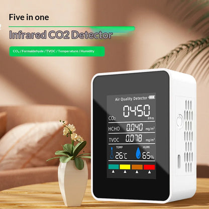 NEW HOT Multifunctional CO2 Meter 5 in 1 Digital Temperature and Humidity Tester Carbon Dioxide Detector TVOC HCHO